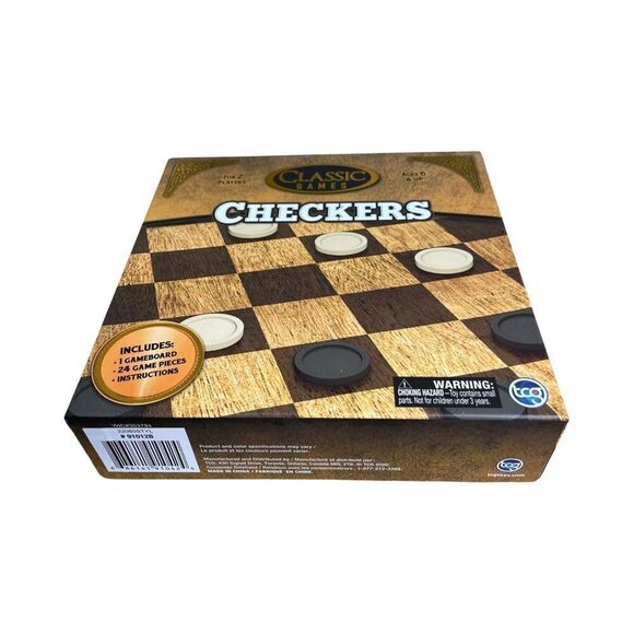 TCG Classic Games Wood Checkers Set | Board & 25 Game Pieces NWT - Picture 3 of 5